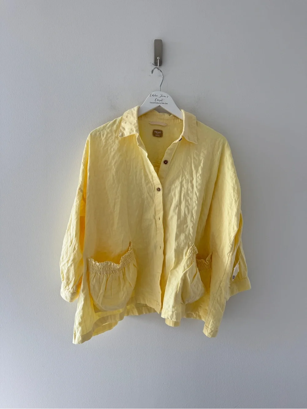 FREE PEOPLE Just Like Me Relaxed Cotton Button Up in Yellow S